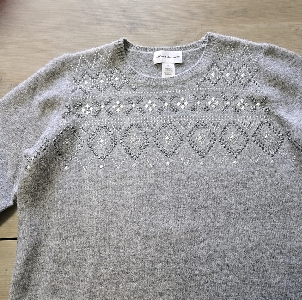 Gray Beaded Women's Sweater